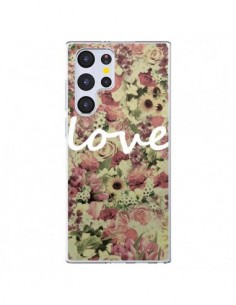 Coque Samsung Galaxy S22 Ultra 5G Love Blanc Flower -...