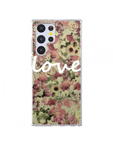 Coque Samsung Galaxy S22 Ultra 5G Love Blanc Flower - Monica Martinez