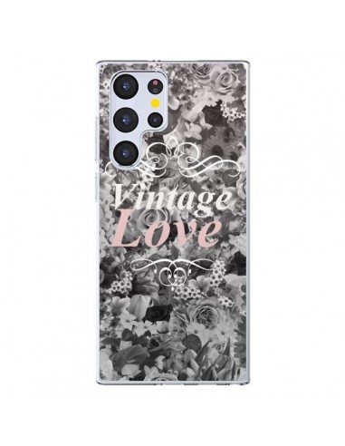 Coque Samsung Galaxy S22 Ultra 5G Vintage Love Noir Flower - Monica Martinez