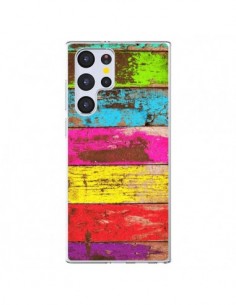Coque Samsung Galaxy S22 Ultra 5G Bois Coloré Vintage -...