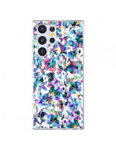 Coque Samsung Galaxy S22 Ultra 5G Aquatic Flowers Blue - Ninola Design
