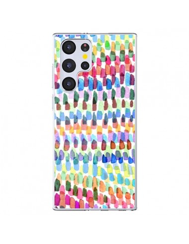 Coque Samsung Galaxy S22 Ultra 5G Artsy Strokes Stripes Colorful - Ninola Design