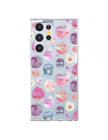 Coque Samsung Galaxy S22 Ultra 5G Big Watery Dots Pink - Ninola Design