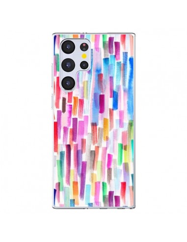 Coque Samsung Galaxy S22 Ultra 5G Colorful Brushstrokes Multicolored - Ninola Design