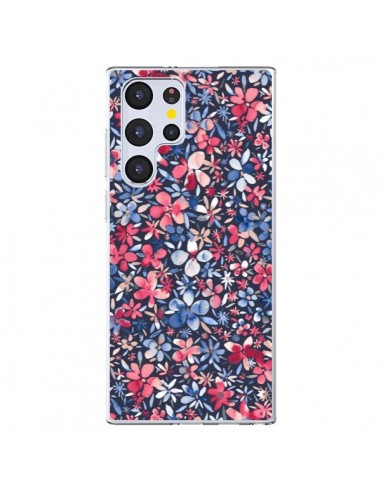 Coque Samsung Galaxy S22 Ultra 5G Colorful Little Flowers Navy - Ninola Design