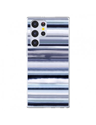 Coque Samsung Galaxy S22 Ultra 5G Degrade Stripes Watercolor Navy - Ninola Design
