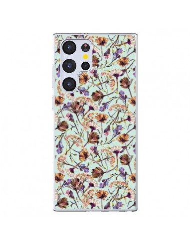 Coque Samsung Galaxy S22 Ultra 5G Dry Blue Flowers - Ninola Design