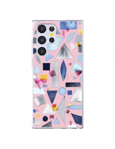 Coque Samsung Galaxy S22 Ultra 5G Geometric Pieces Pink - Ninola Design