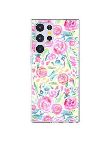 Coque Samsung Galaxy S22 Ultra 5G Speckled Watercolor Pink - Ninola Design