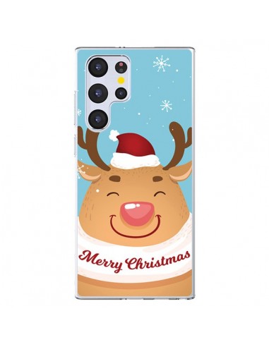 Coque Samsung Galaxy S22 Ultra 5G Renne de Noël Merry Christmas - Nico