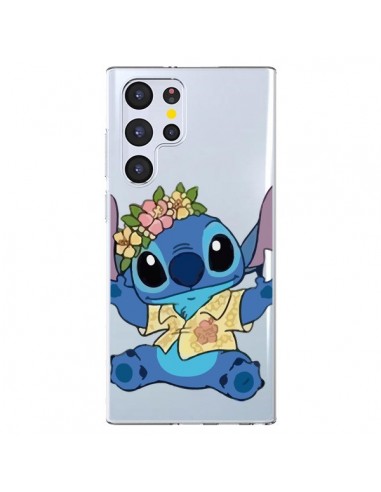 Coque Samsung Galaxy S22 Ultra 5G Stitch de Lilo et Stitch Aloha transparente