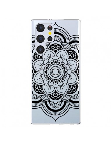 Coque Samsung Galaxy S22 Ultra 5G Mandala Noir Azteque Transparente - Nico