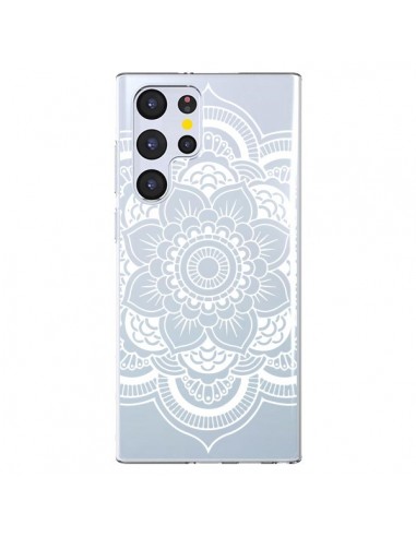 Coque Samsung Galaxy S22 Ultra 5G Mandala Blanc Azteque Transparente - Nico