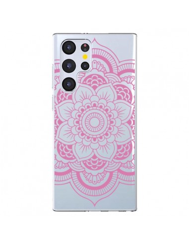 Coque Samsung Galaxy S22 Ultra 5G Mandala Rose Clair Azteque Transparente - Nico