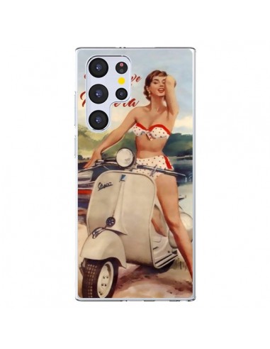 Coque Samsung Galaxy S22 Ultra 5G Pin Up With Love From the Riviera Vespa Vintage - Nico