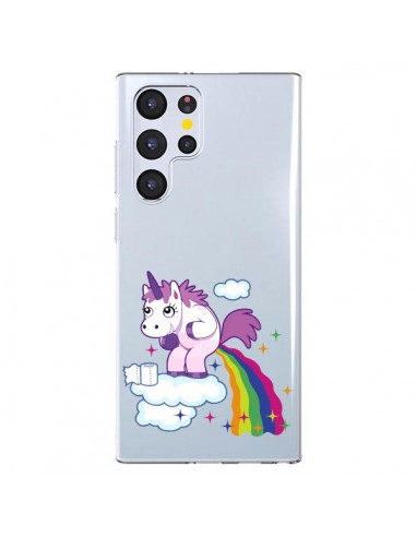 Coque Samsung Galaxy S22 Ultra 5G Licorne Caca Arc en Ciel Transparente - Nico