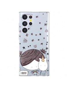 Coque Samsung Galaxy S22 Ultra 5G Petite Fille et Licorne...
