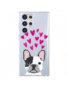 Coque Samsung Galaxy S22 Ultra 5G Bulldog Français Coeurs...