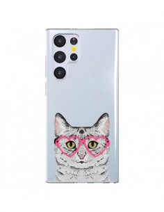 Coque Samsung Galaxy S22 Ultra 5G Chat Gris Lunettes...