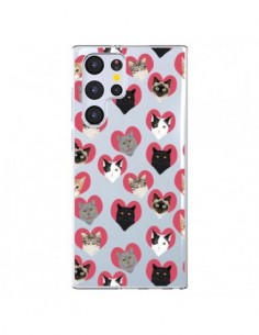 Coque Samsung Galaxy S22 Ultra 5G Chats Coeurs...
