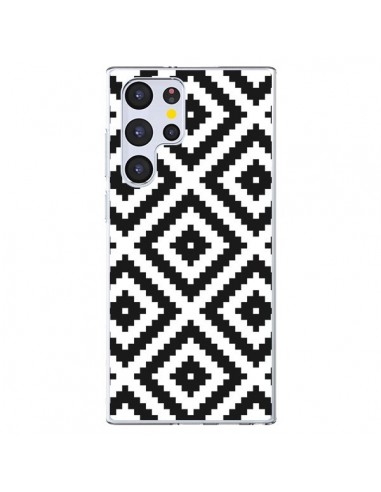 Coque Samsung Galaxy S22 Ultra 5G Diamond Chevron Black and White - Pura Vida