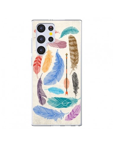 Coque Samsung Galaxy S22 Ultra 5G Feather Plumes Multicolores - Rachel Caldwell