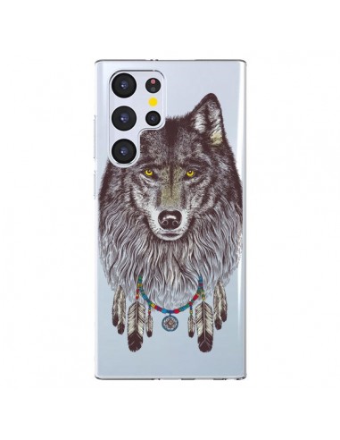 Coque Samsung Galaxy S22 Ultra 5G Loup Wolf Attrape Reves Transparente - Rachel Caldwell