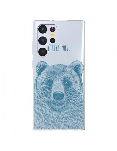 Coque Samsung Galaxy S22 Ultra 5G I Love You Bear Ours Ourson Transparente - Rachel Caldwell