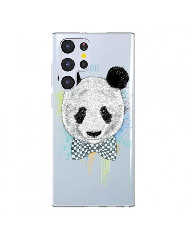 Coque Samsung Galaxy S22 Ultra 5G Panda Noeud Papillon Transparente - Rachel Caldwell