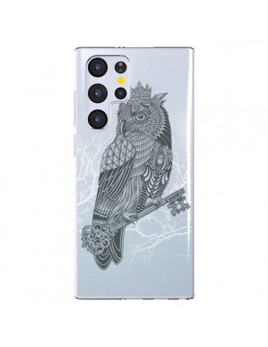 Coque Samsung Galaxy S22 Ultra 5G Owl King Chouette Hibou Roi Transparente - Rachel Caldwell