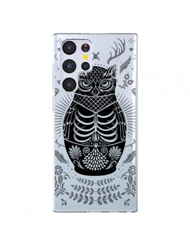 Coque Samsung Galaxy S22 Ultra 5G Owl Chouette Hibou Squelette Transparente - Rachel Caldwell