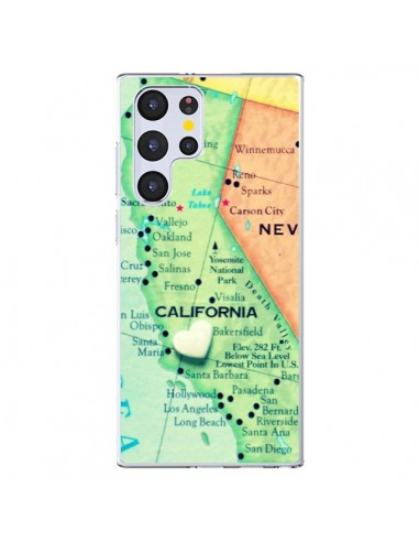 Coque Samsung Galaxy S22 Ultra 5G Carte Map Californie - R Delean