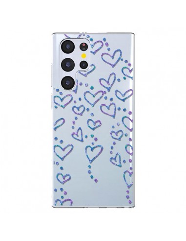 Coque Samsung Galaxy S22 Ultra 5G Floating hearts coeurs flottants Transparente - Sylvia Cook