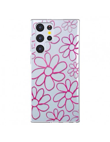Coque Samsung Galaxy S22 Ultra 5G Flower Garden Pink Fleur Transparente - Sylvia Cook