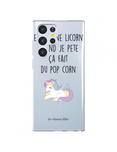 Coque Samsung Galaxy S22 Ultra 5G Je suis une licorne, quand je pète ça fait du pop corn - Les Vilaines Filles