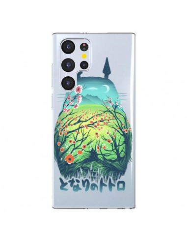 Coque Samsung Galaxy S22 Ultra 5G Totoro Manga Flower Transparente - Victor Vercesi