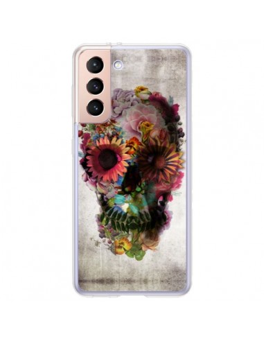Coque Samsung Galaxy S21 Plus 5G Skull Flower Tête de Mort - Ali Gulec
