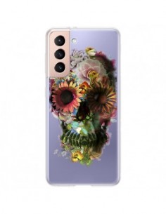 Coque Samsung Galaxy S21 Plus 5G Skull Flower Tête de...