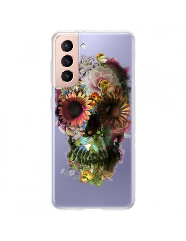 Coque Samsung Galaxy S21 Plus 5G Skull Flower Tête de Mort Transparente - Ali Gulec