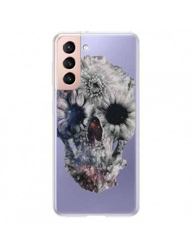 Coque Samsung Galaxy S21 Plus 5G Floral Skull Tête de Mort Transparente - Ali Gulec