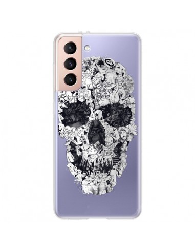 Coque Samsung Galaxy S21 Plus 5G Doodle Skull Dessin Tête de Mort Transparente - Ali Gulec