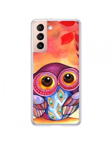 Coque Samsung Galaxy S21 Plus 5G Chouette Feuilles Automne - Annya Kai