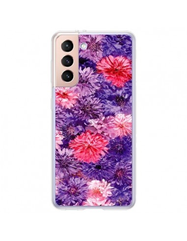 Coque Samsung Galaxy S21 Plus 5G Fleurs Violettes Flower Storm - Asano Yamazaki