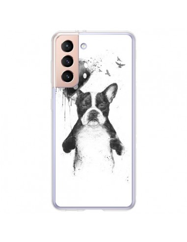 Coque Samsung Galaxy S21 Plus 5G Lover Bulldog Chien Dog My Heart Goes Boom - Balazs Solti