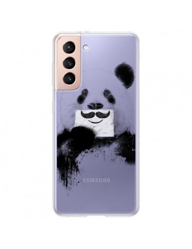 Coque Samsung Galaxy S21 Plus 5G Funny Panda Moustache Transparente - Balazs Solti