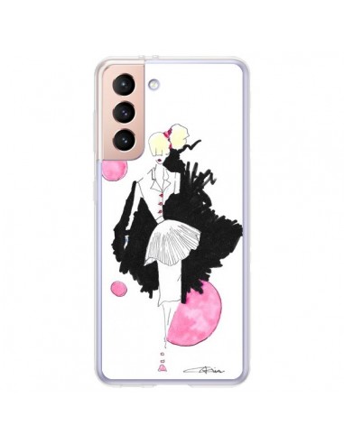 Coque Samsung Galaxy S21 Plus 5G Demoiselle Femme Fashion Mode Rose - Cécile