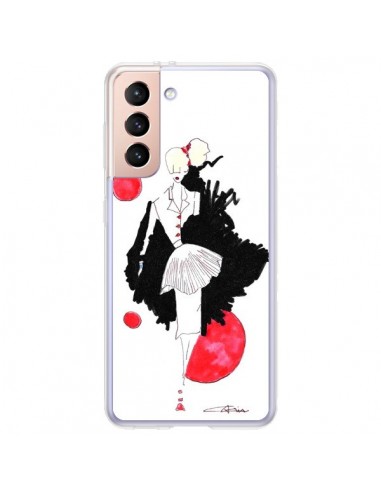 Coque Samsung Galaxy S21 Plus 5G Demoiselle Femme Fashion Mode Rouge - Cécile