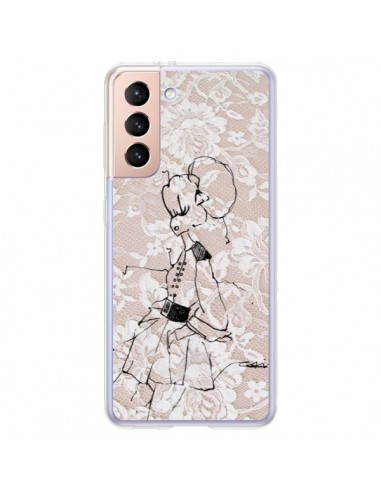 Coque Samsung Galaxy S21 Plus 5G Croquis Dentelle Femme Fashion Mode - Cécile