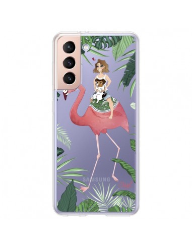 Coque Samsung Galaxy S21 Plus 5G Lolo Love Flamant Rose Chien Transparente - Chapo