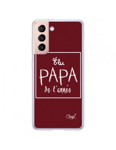 Coque Samsung Galaxy S21 Plus 5G Elu Papa de l'Année Rouge Bordeaux - Chapo